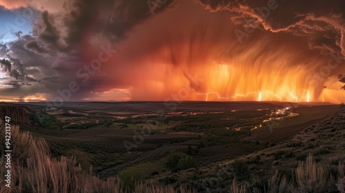 Lightning Storm Over Valley