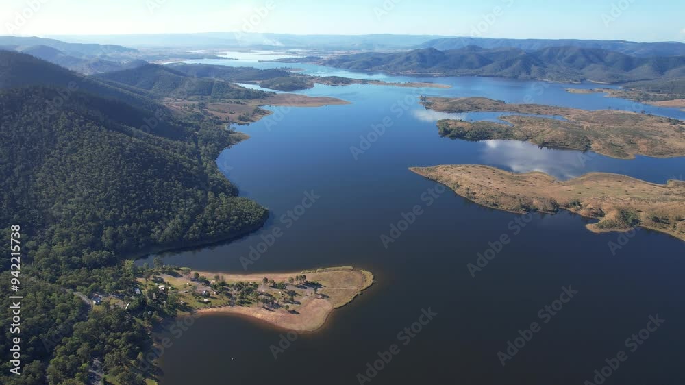 Aerial View Over Lake Wivenhoe With Calm Waters In Queensland, Australia - Drone Shot Aerial View Over Lake Wivenhoe With Calm Waters In Queensland, Australia - Drone Shot