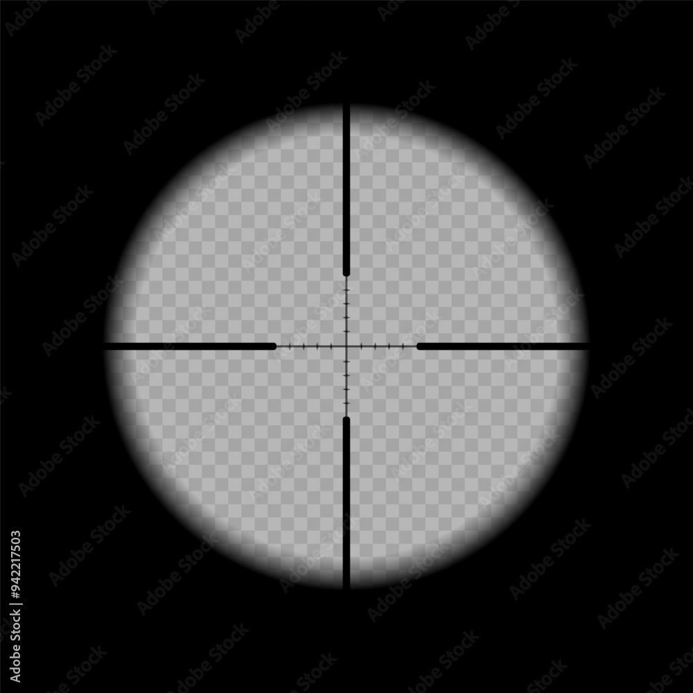 Sniper rifle sight, weapon optical scope. Hunting gun aim. Shooting mark symbol. Military target sign. Game interface UI element. Vector illustration Sniper rifle sight, weapon optical scope. Hunting gun aim. Shooting mark symbol. Military target sign. Game interface UI element. Vector illustration