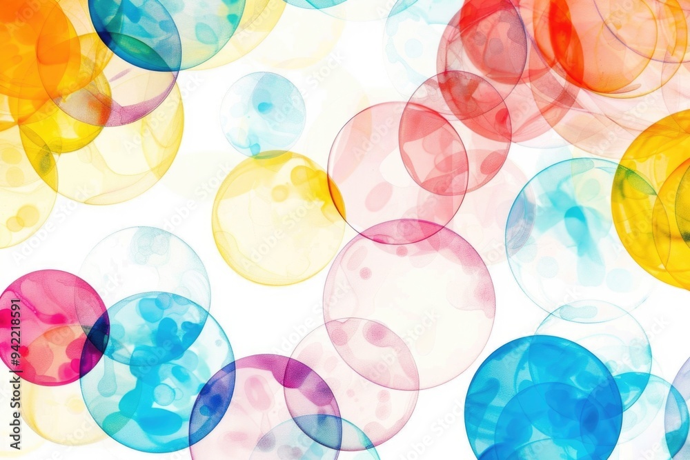 A bunch of colorful bubbles floating in the air A bunch of colorful bubbles floating in the air