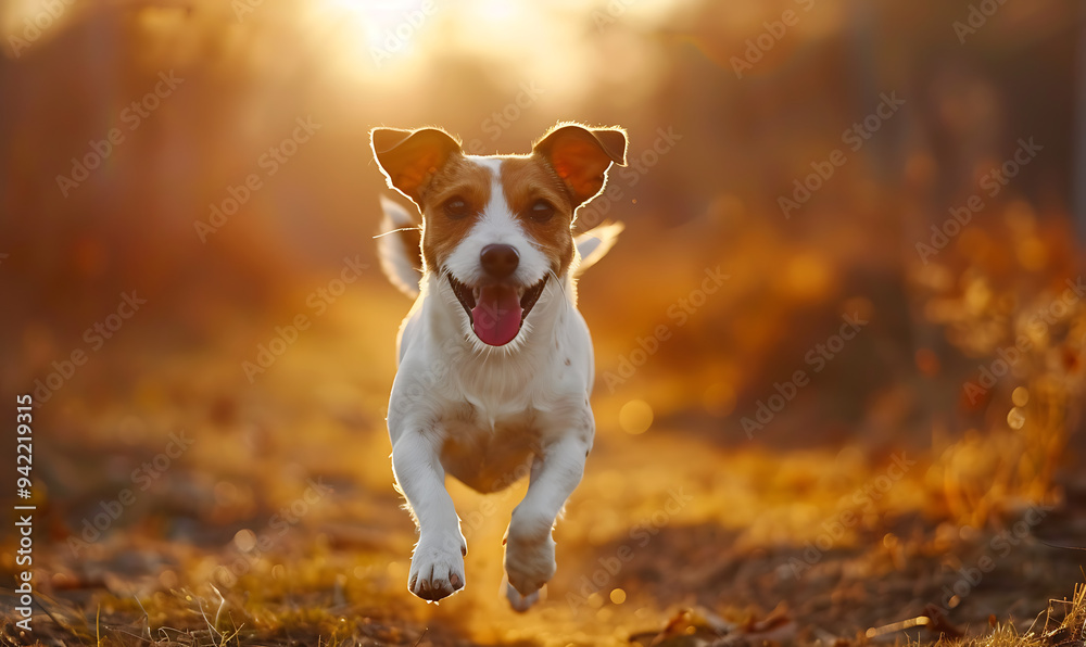 A Happy Jack Russell Terrier Dog Running on a Sunlit Beach, with Its Ears Flapping and Tail Wagging in Pure Joy, Enjoying the Warm Sand and Ocean Breeze A Happy Jack Russell Terrier Dog Running on a Sunlit Beach, with Its Ears Flapping and Tail Wagging in Pure Joy, Enjoying the Warm Sand and Ocean Breeze