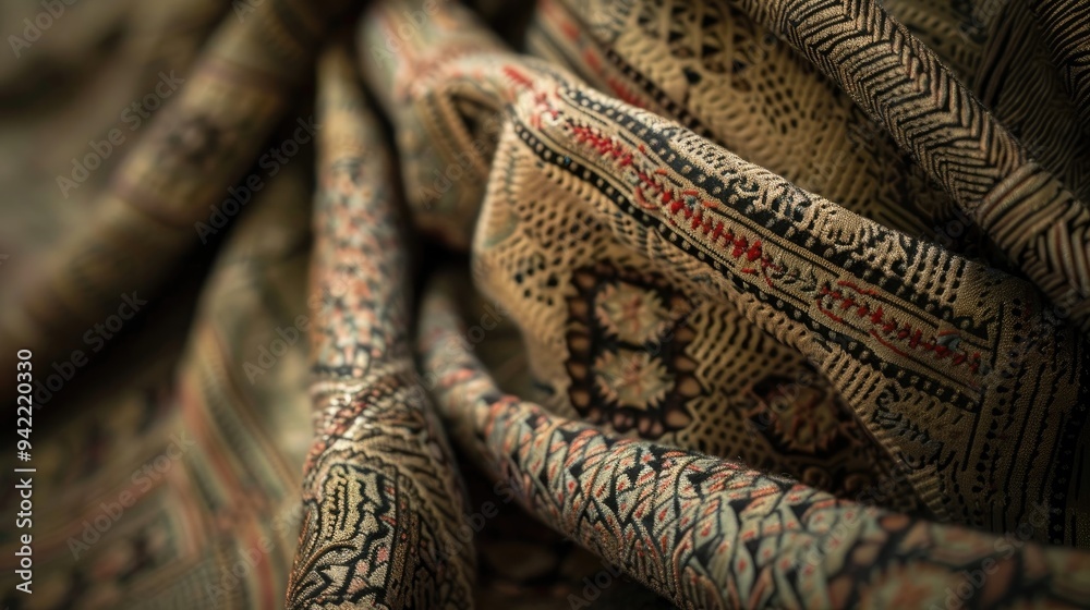 A close-up of a textured fabric with intricate patterns A close-up of a textured fabric with intricate patterns