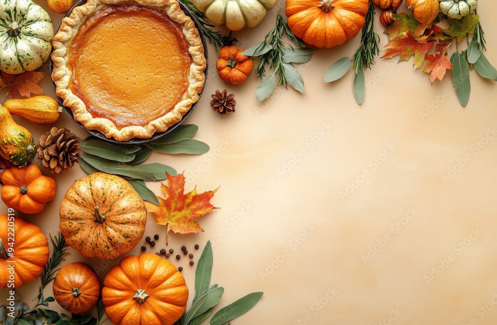 Thanksgiving card or invitation template with a copy space for a greeting text
Thanksgiving card or invitation template with a copy space for a greeting text