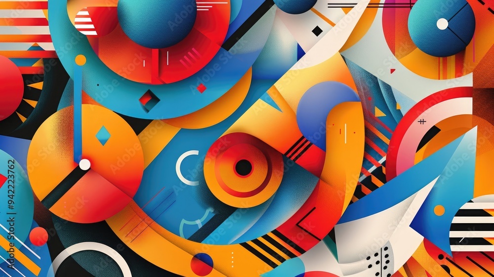 Obraz premium A vibrant abstract design with bold colors and geometric shapes