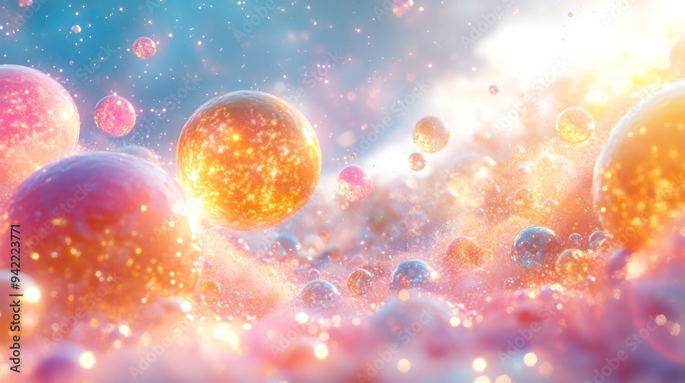 Glowing Spheres in a Dreamy Landscape