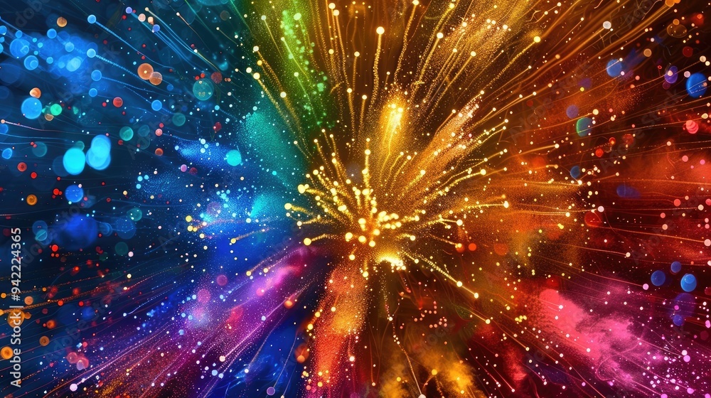 Fototapeta premium A vibrant explosion of colors resembling fireworks against a dark background