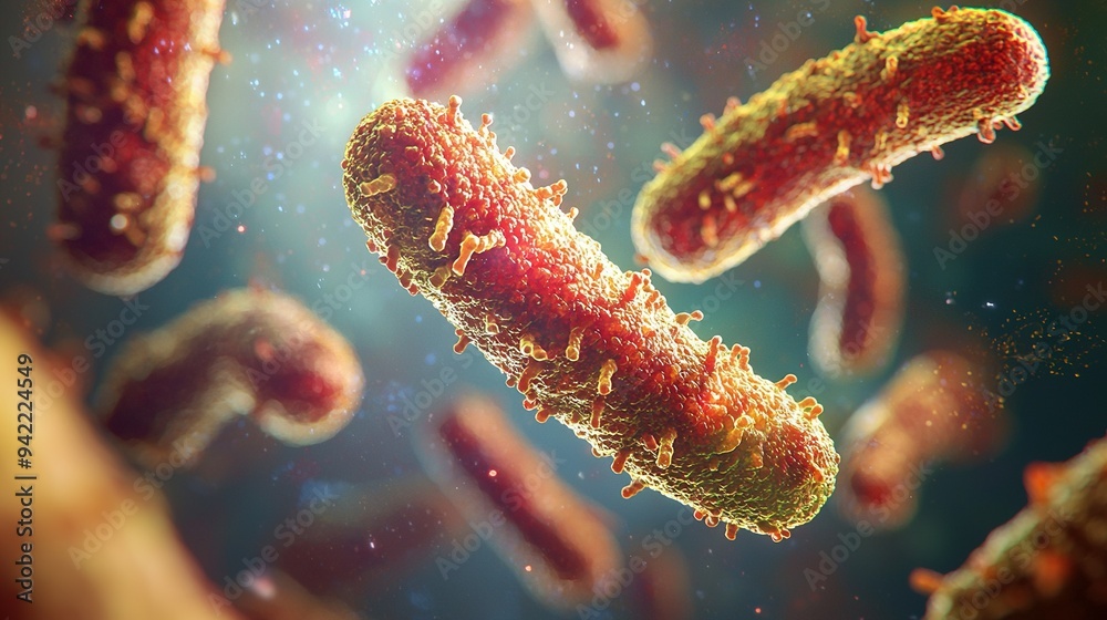   Close-up of blue background with multiple germs