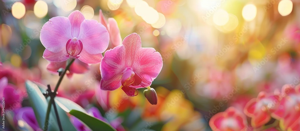 Beautiful Blooming Tropical Orchid In Store Closeup Space For Text Beautiful Blooming Tropical Orchid In Store Closeup Space For Text