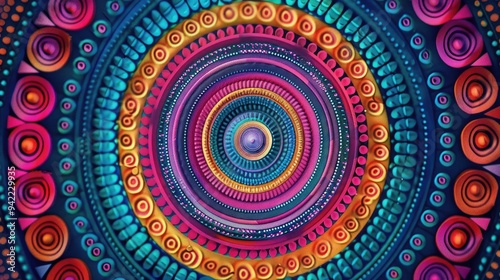 Colorful concentric circles forming a vibrant mandala pattern