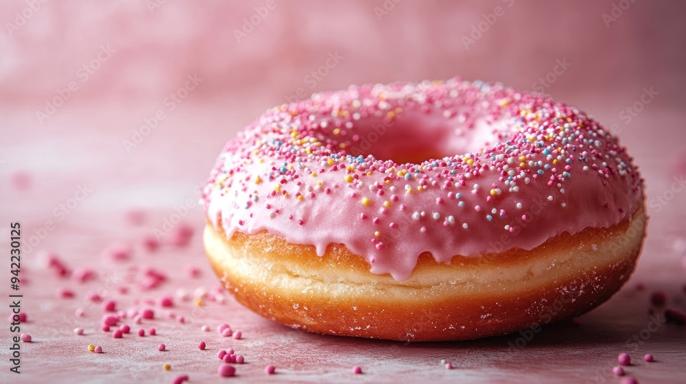 Pink Glazed Donut with Sprinkles Pink Glazed Donut with Sprinkles