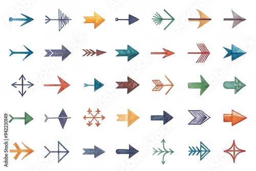 Versatile Arrow Set for Creative Projects. Arrows set of icons. Arrow icon. Arrow vector collection. Arrow. Cursor. Modern simple arrows. Vector illustration.