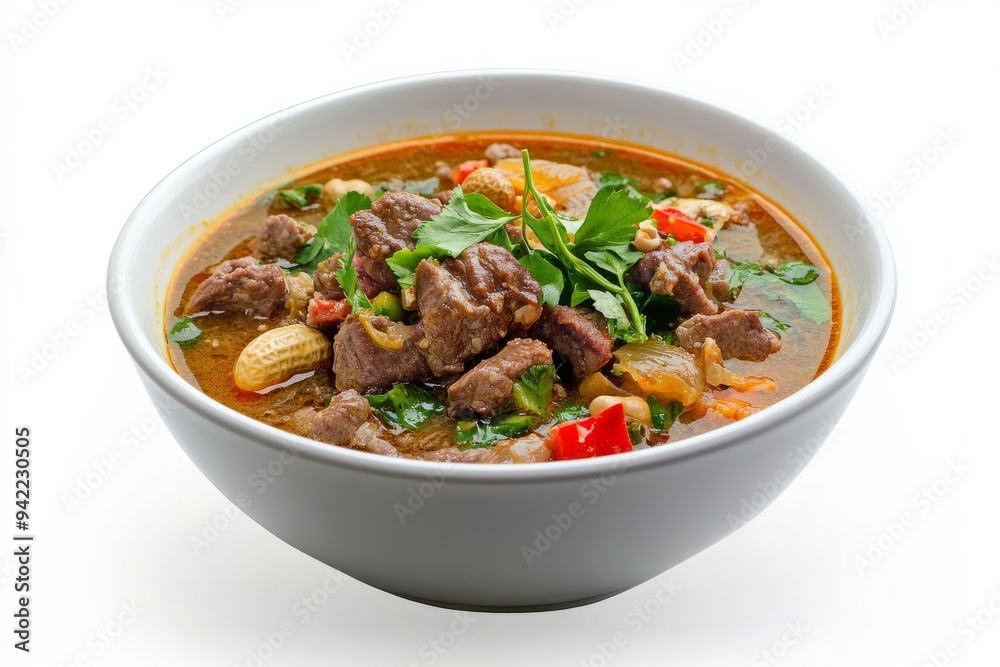 Makassar Soup, Also known as Coto Makassar. isolated on white background Makassar Soup, Also known as Coto Makassar. isolated on white background