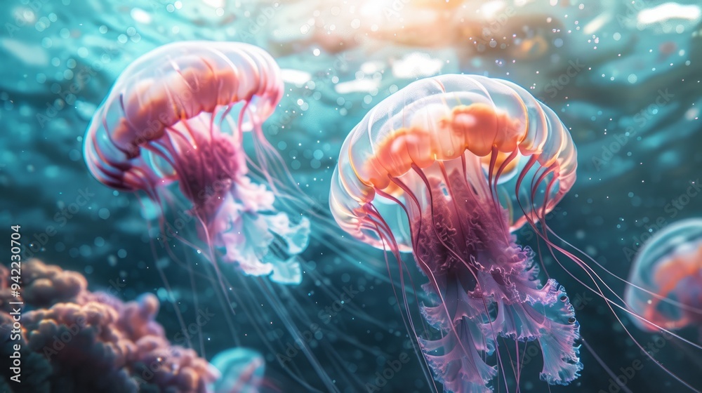 Obraz premium jellyfishes underwater