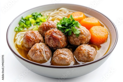 Tendon Meatballs, This variety contains beef tendons, giving the meatballs a chewy texture. isolated on white background