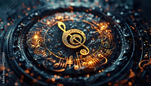 Wallpaper Mural Musical notation with symbols, Fantasy, Elegant, Illustration, Emphasizing musical language Torontodigital.ca