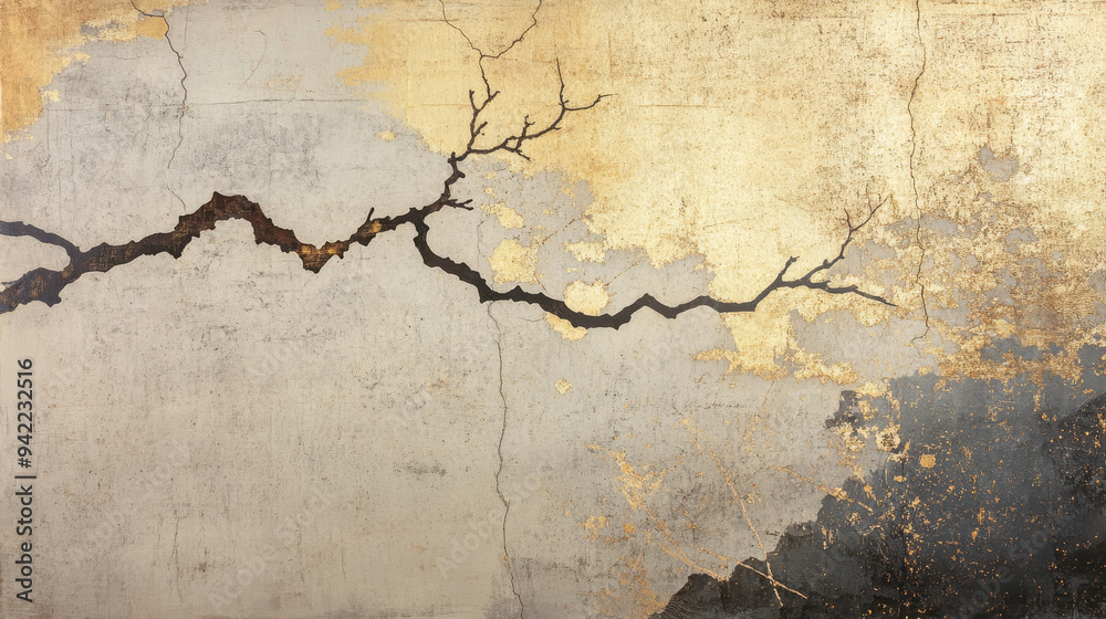 Obraz premium Blend of make-e, ukiyo-e and kintsugi. Background, wallpaper