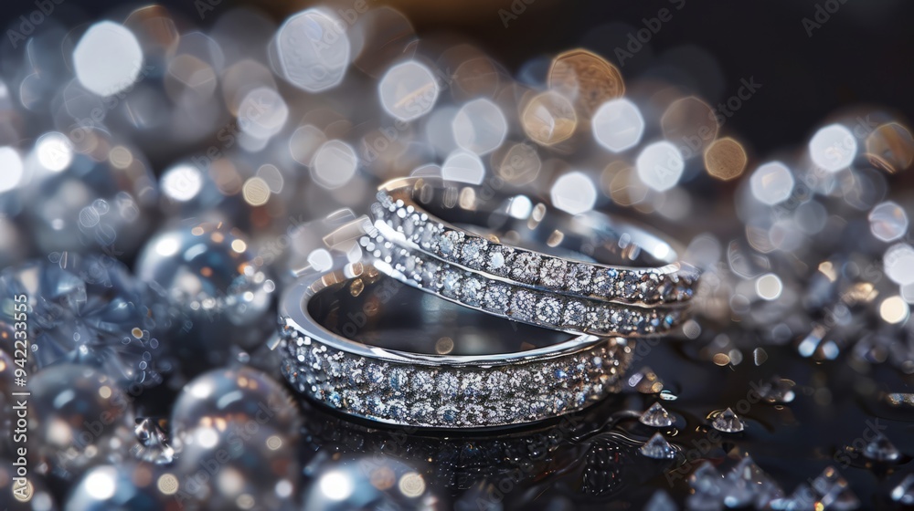 two diamond studded silver rings two diamond studded silver rings