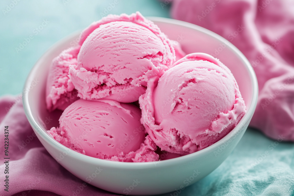close up of balls of icecream in a bowl close up of balls of icecream in a bowl