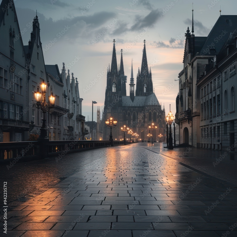 Naklejka premium Gothic Cathedral in Dawn Light