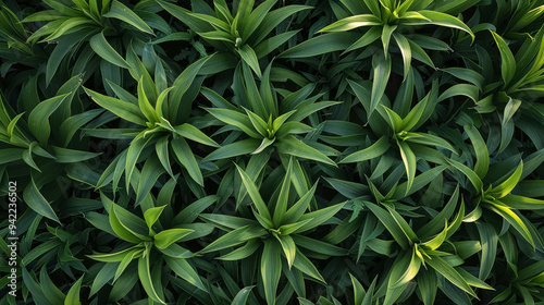 Grass on lawn, natural green textured background, meadow with growing fresh plants, top view on lot of narrow leaves