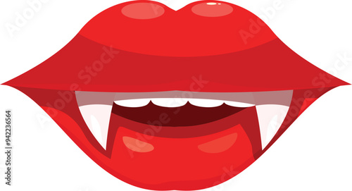 Vampire woman mouth showing fangs baring teeth