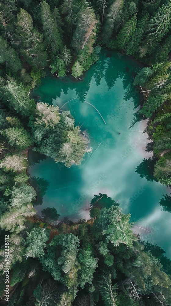 Obraz premium time-lapse photo of body of water surrounded by trees