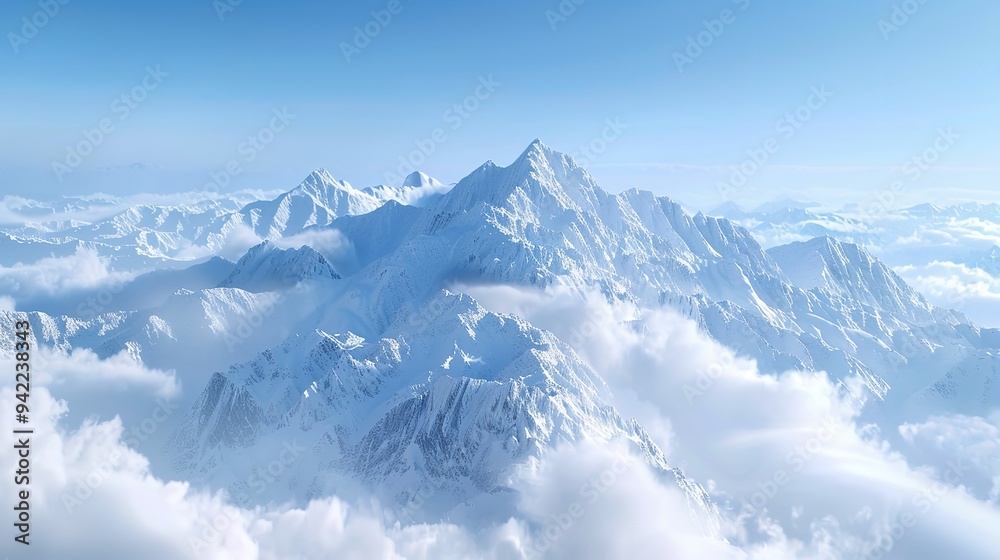 Obraz premium A photo of a majestic mountain range with its peaks covered in snow