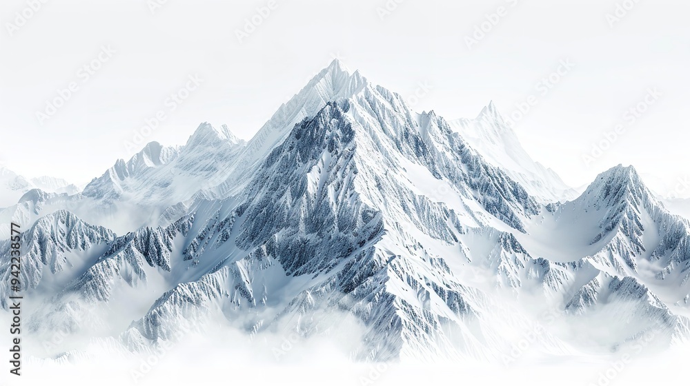 Fototapeta premium Minimal Mountain Landscape Watercolor with Brush and Gold Accents