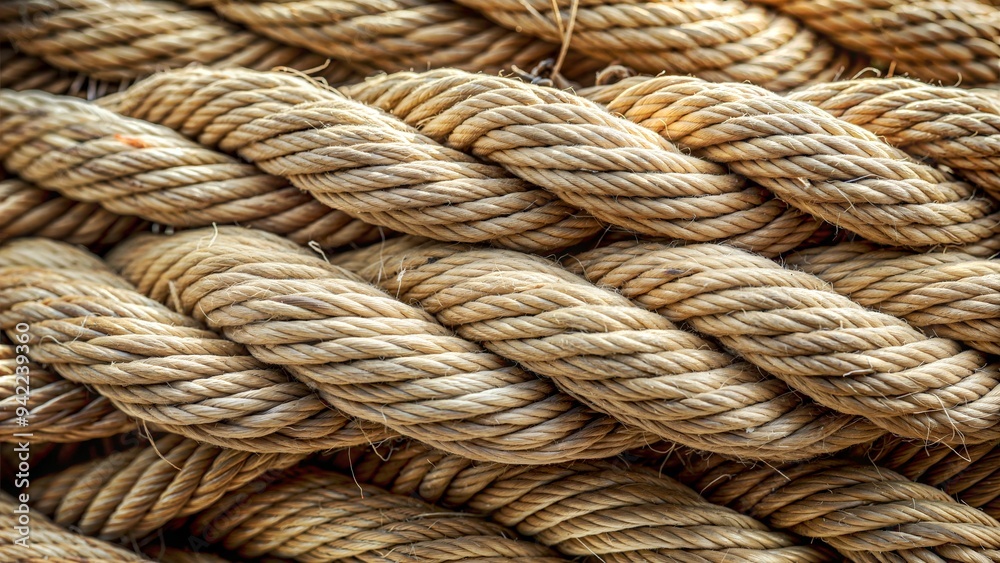 Thick Coiled Rope Texture, Close-Up of Natural Fiber Twine Thick Coiled Rope Texture, Close-Up of Natural Fiber Twine