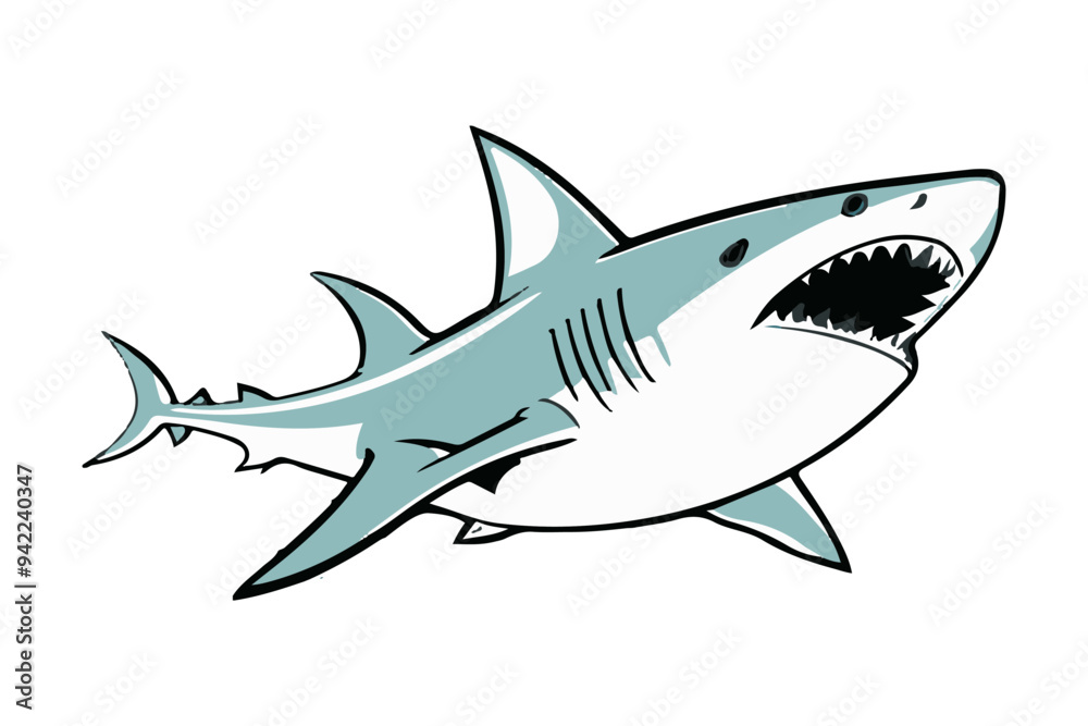 A shark on a transparent background. Vector illustration. A shark on a transparent background. Vector illustration.