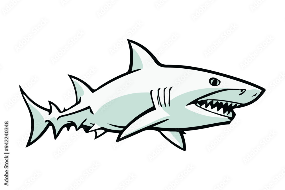 Fototapeta premium A shark on a transparent background. Vector illustration.