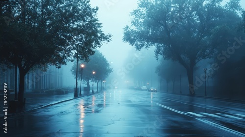 Enigmatic Urban Vistas: Moody Cityscapes in Fog and Rain