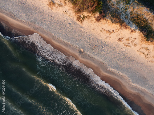 Waves on the beach. Kaliningrad, Curonian Spit, Russia