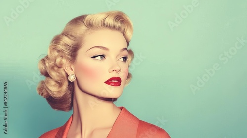 1940s Hollywood glamour shot with soft focus and film grain, timeless beauty, vintage style