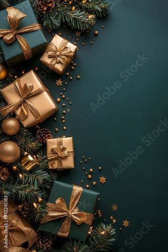A beautifully decorated Christmas tree sparkling with golden ornaments and ri...