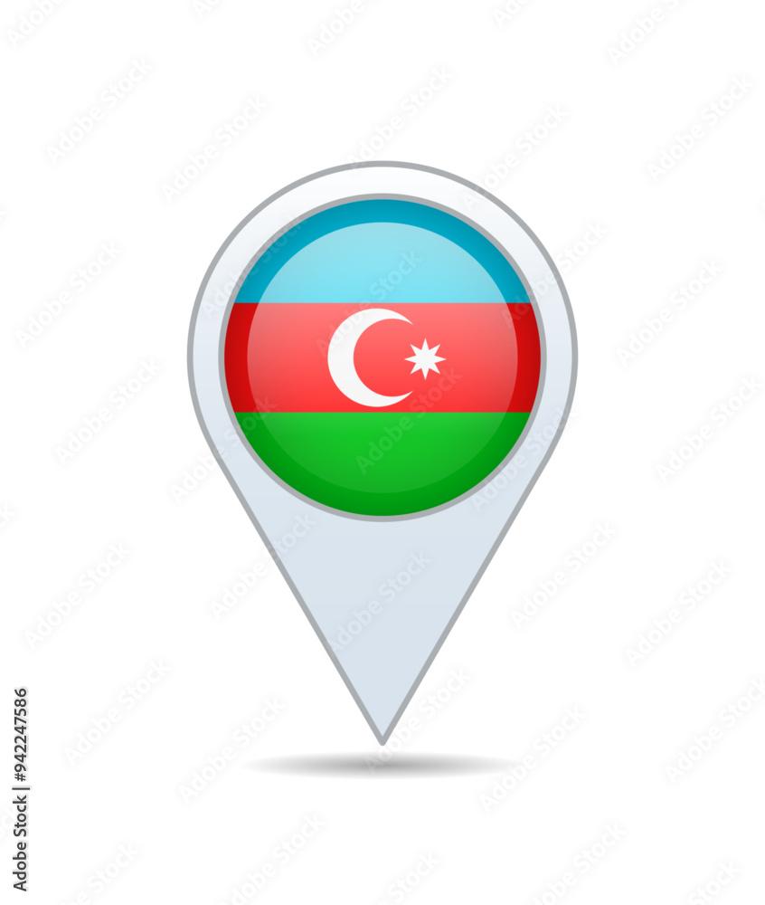 Obraz premium Azerbaijan - flag pin for map. Vector illustration.