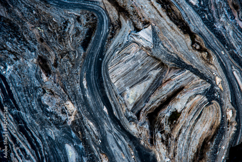USA, Oregon. Patterns of obsidian flowing around pumice.