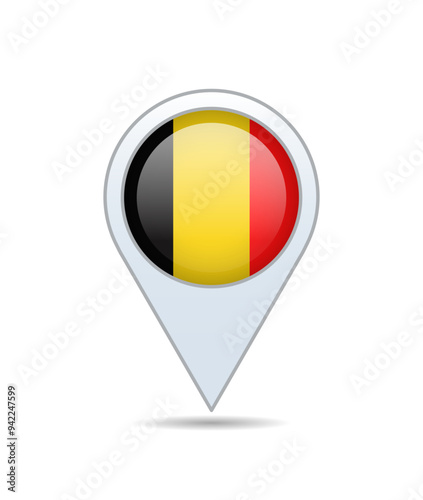 Belgium - flag pin for map. Vector illustration.