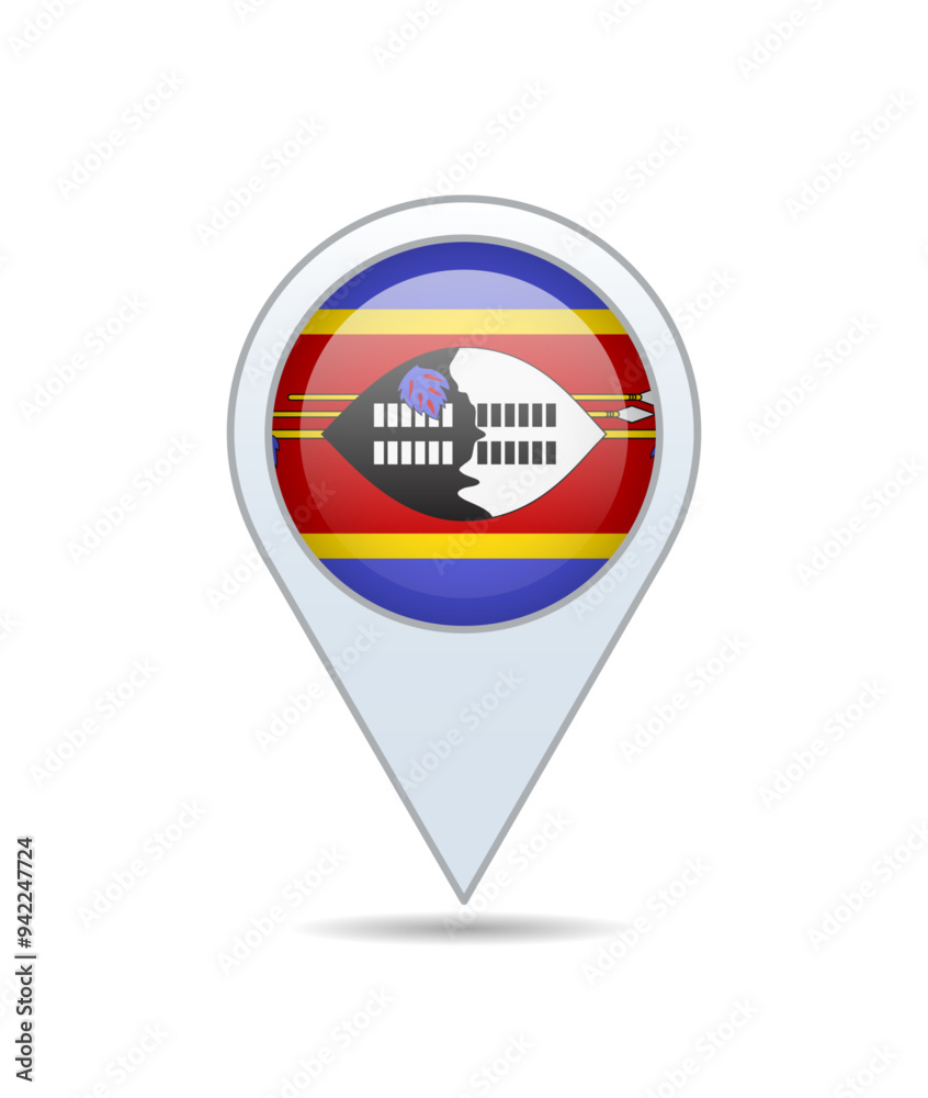 Eswatini - flag pin for map. Vector illustration. Eswatini - flag pin for map. Vector illustration.