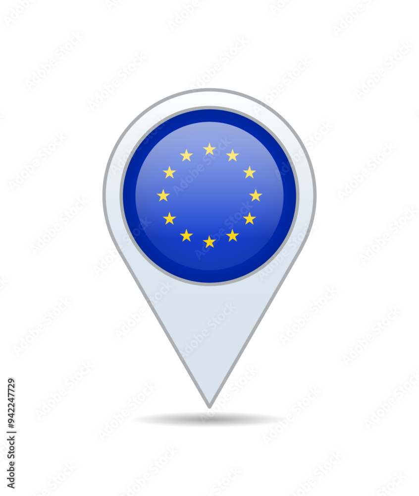 European Union - flag pin for map. Vector illustration. European Union - flag pin for map. Vector illustration.