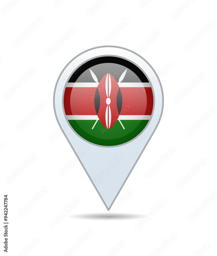 Obraz premium Kenya - flag pin for map. Vector illustration.