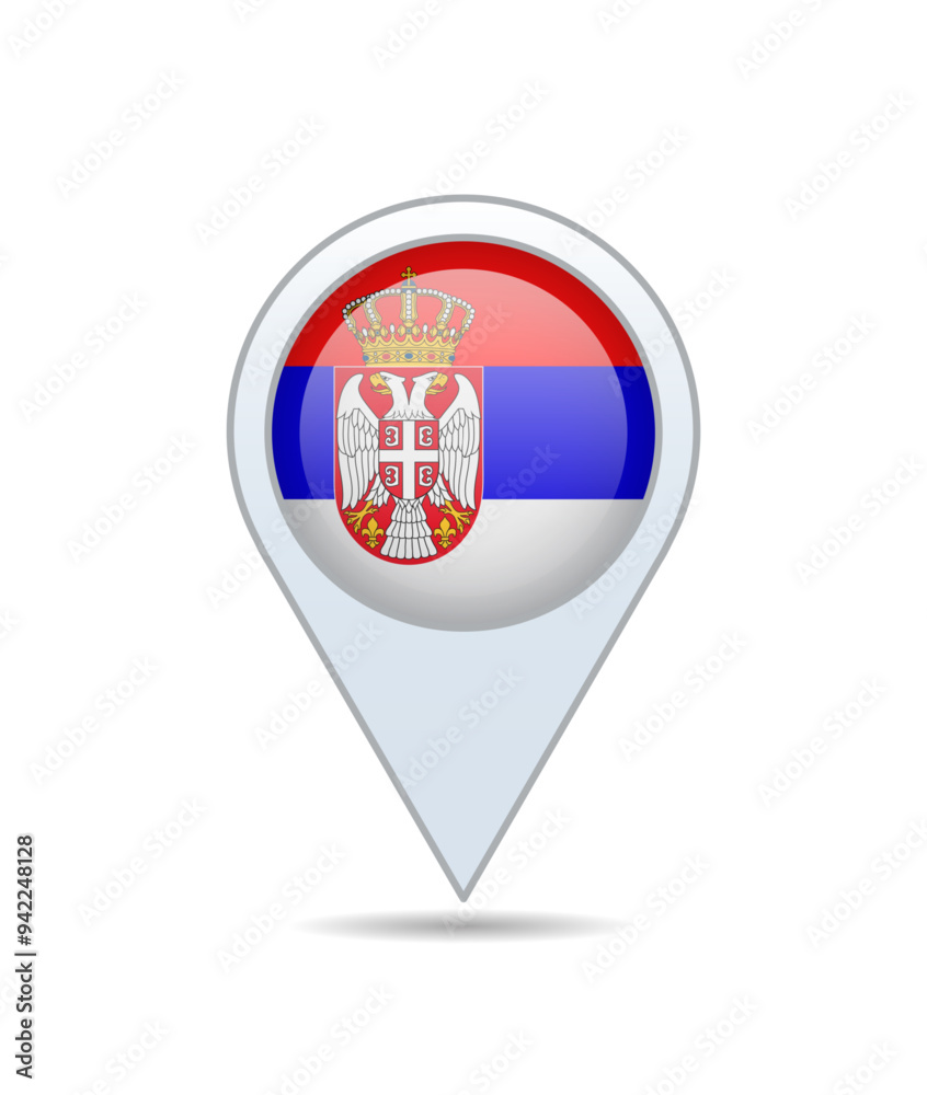 Serbia - flag pin for map. Vector illustration. Serbia - flag pin for map. Vector illustration.