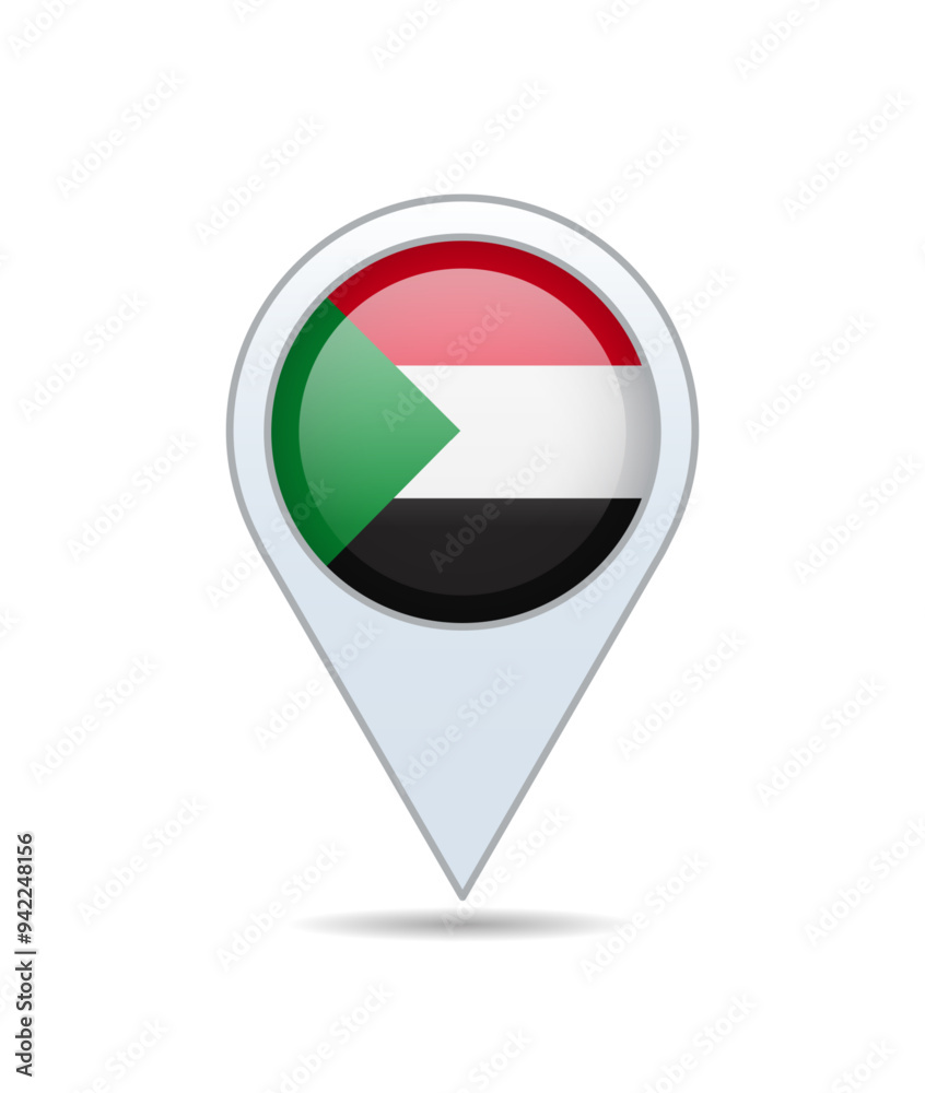 Sudan - flag pin for map. Vector illustration. Sudan - flag pin for map. Vector illustration.