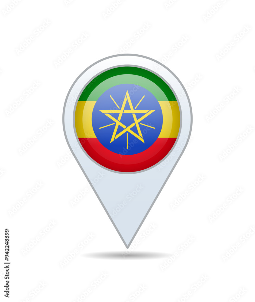 Ethiopia - flag pin for map. Vector illustration. Ethiopia - flag pin for map. Vector illustration.