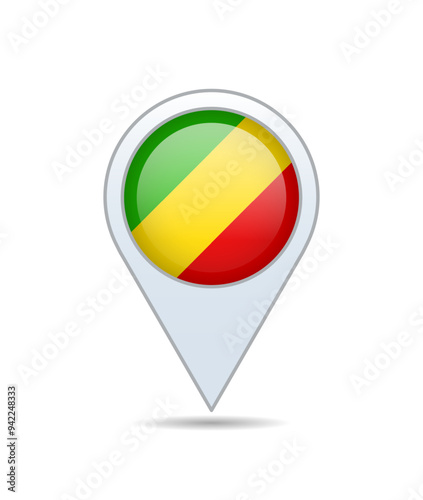 Free Download Republic of the Congo - flag pin for map. Vector illustration. - GFXLoad