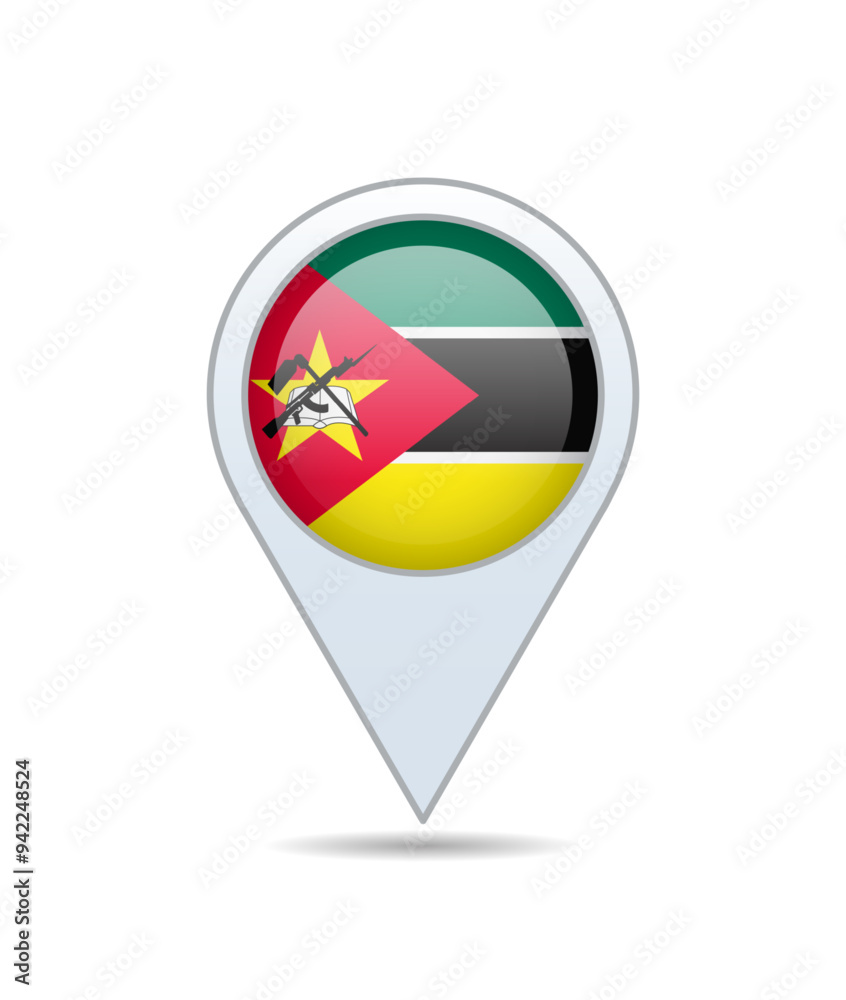 Mozambique - flag pin for map. Vector illustration. Mozambique - flag pin for map. Vector illustration.