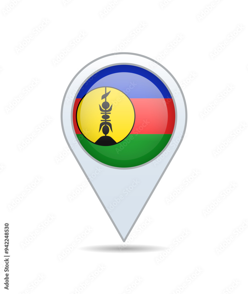 New Caledonia - flag pin for map. Vector illustration. New Caledonia - flag pin for map. Vector illustration.