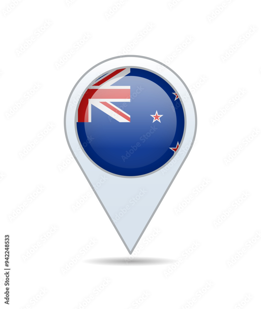 New Zealand - flag pin for map. Vector illustration. New Zealand - flag pin for map. Vector illustration.