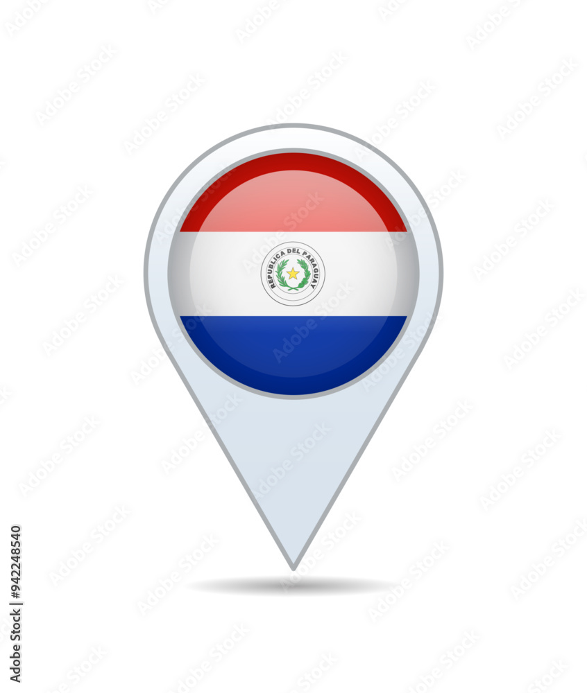 Paraguay - flag pin for map. Vector illustration. Paraguay - flag pin for map. Vector illustration.
