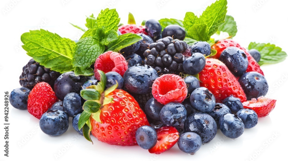 A Fresh Mix of Berries and Mint A Fresh Mix of Berries and Mint